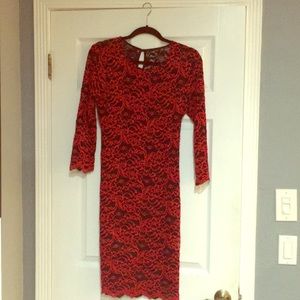 Red/black lace dress